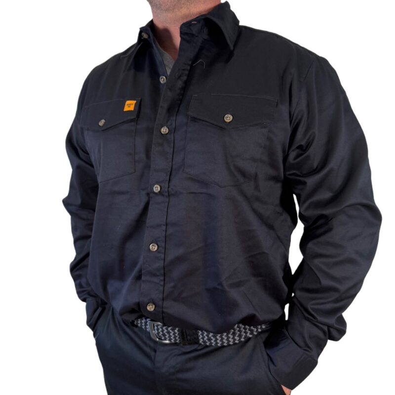 Chemise de travail à manches longues non extensible bouton régulier