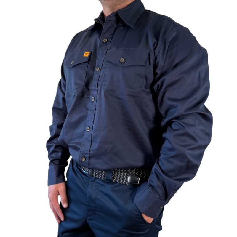Chemise de travail à manches longues non extensible bouton régulier – Image 2