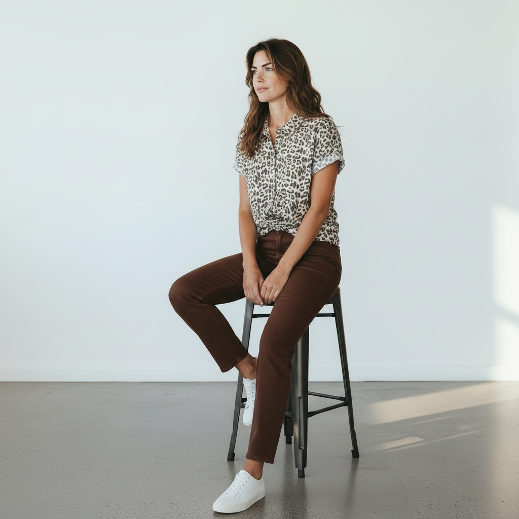 Blouse manche courte léopar