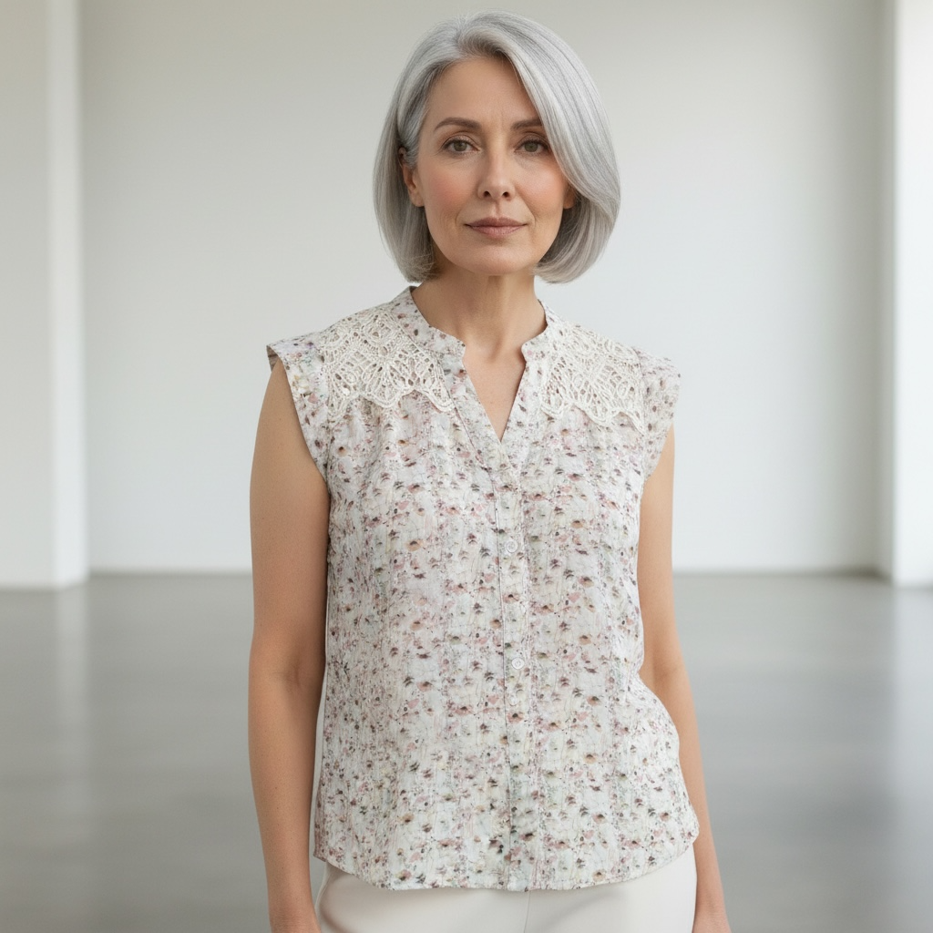 Blouse sans manches avec imprimé floral – Image 2