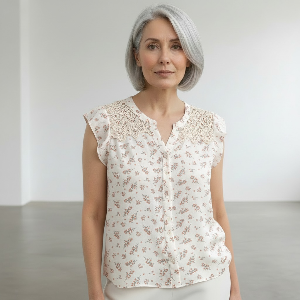 Blouse sans manches avec imprimé floral