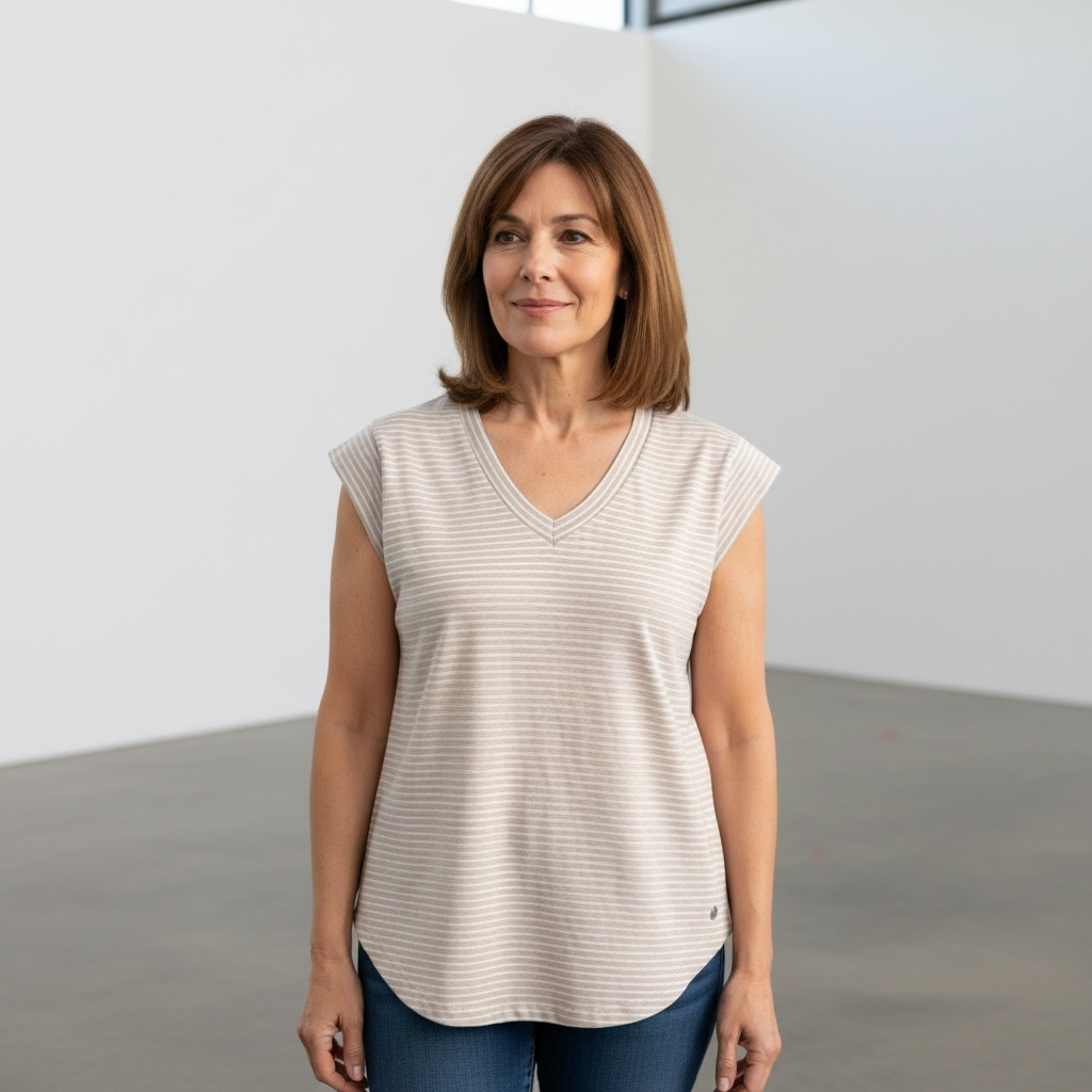 Haut rayé sans manches avec col V