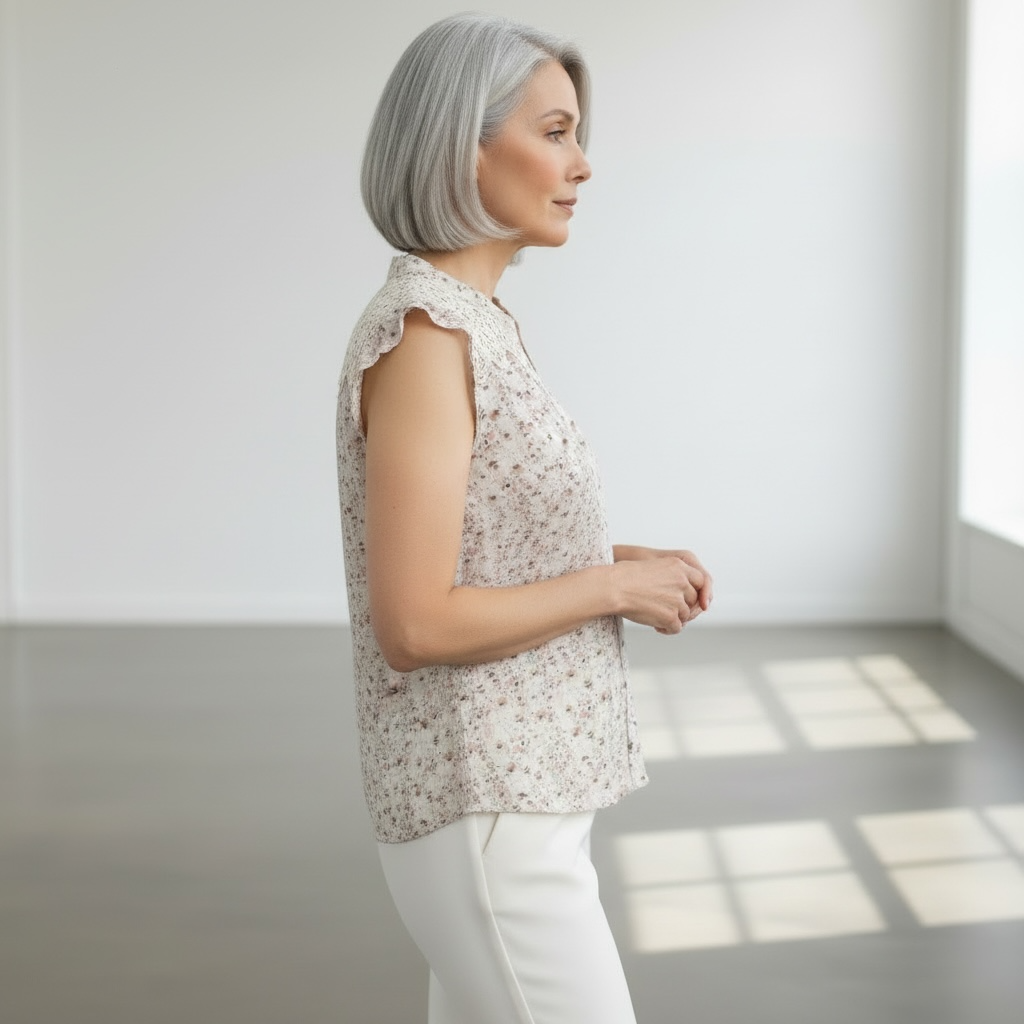 Blouse sans manches avec imprimé floral