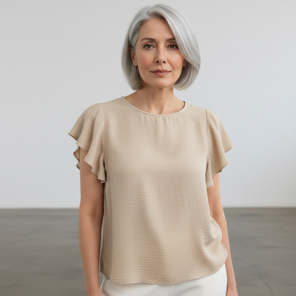 Blouse en crêpe avec manches à volant – Image 2