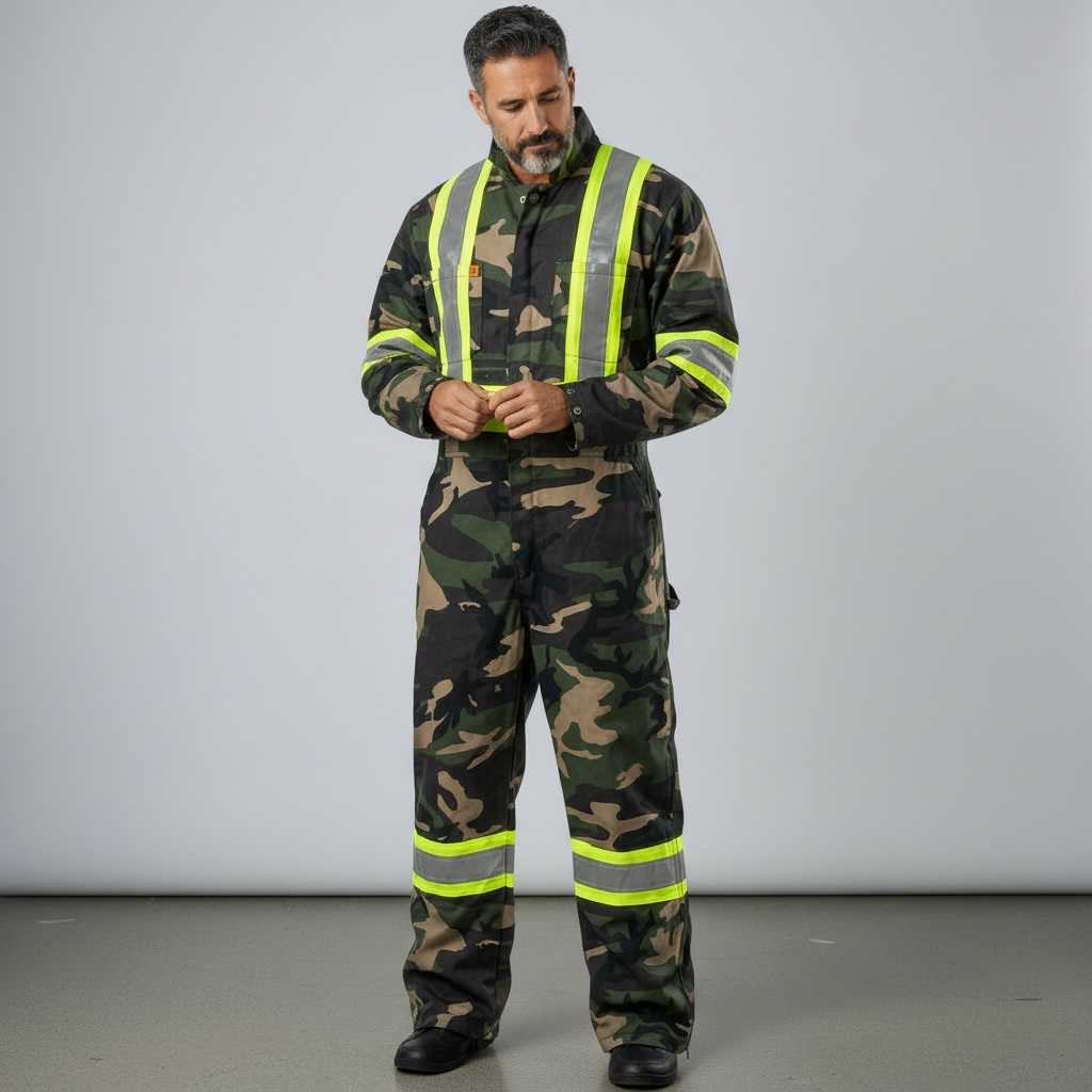 couvre tout camouflage vert bande jaune