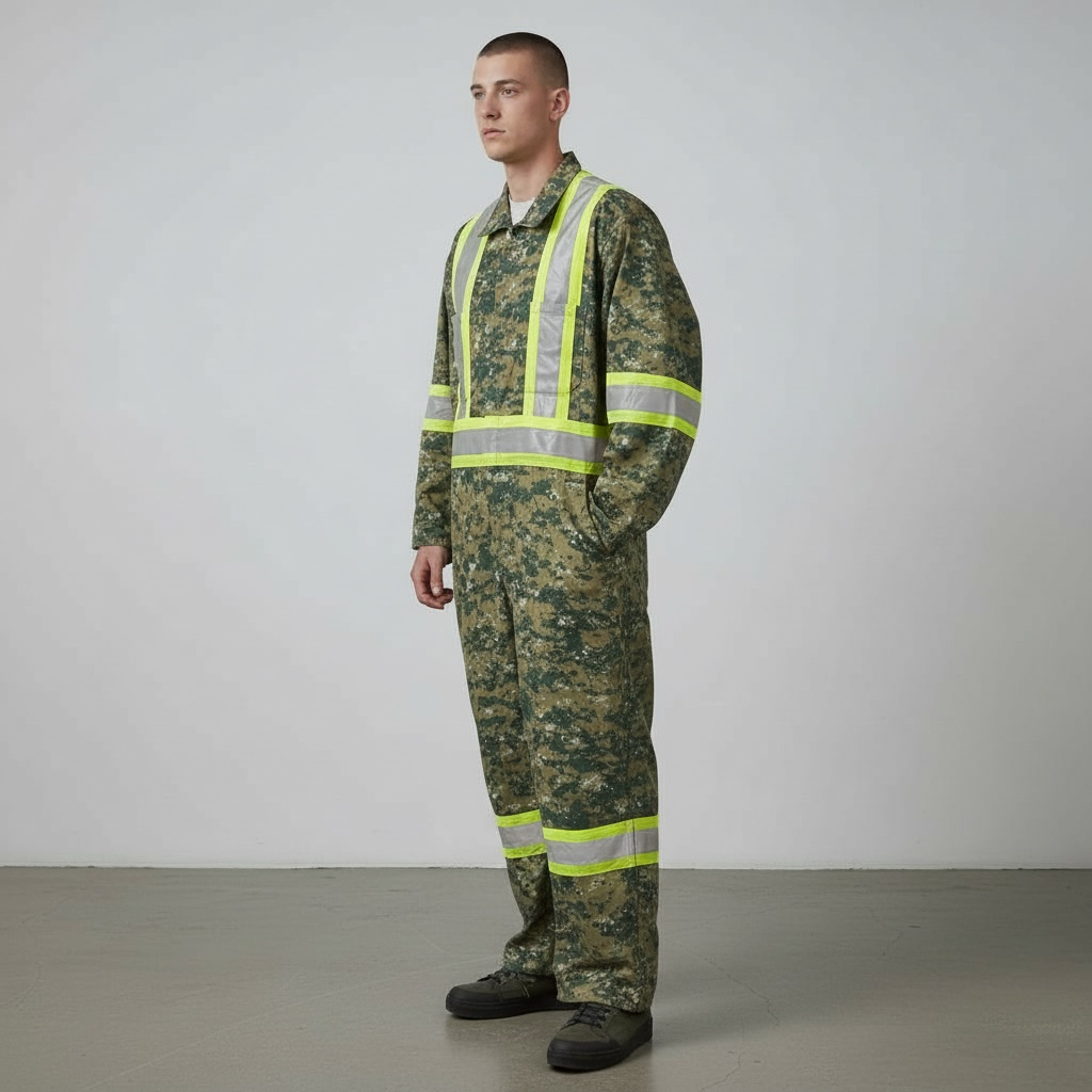 couvre tout camouflage vert bande jaune